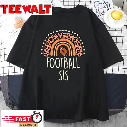 Leopard Rainbow American Football Sis Family Matching Sister T-Shirt