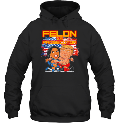 Felon Vs Prosecutor Funny Kamala Harris Vs Trump Comic Battle For Usa President T-Shirt