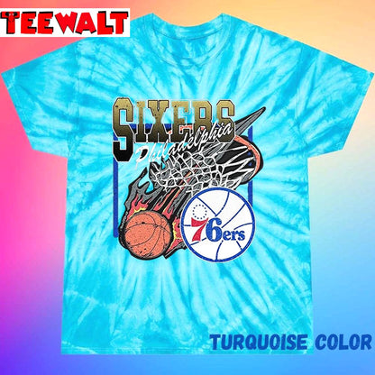 Vintage 90s Nba Philadelphia 76ers Logo Fanmade Unisex Tie Dye Tee