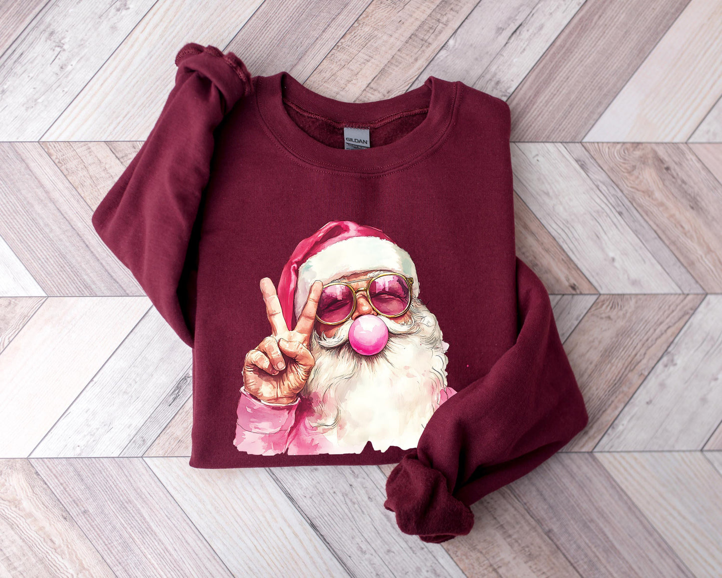 Santa Christmas Lights Sweatshirt Fun Tee Design