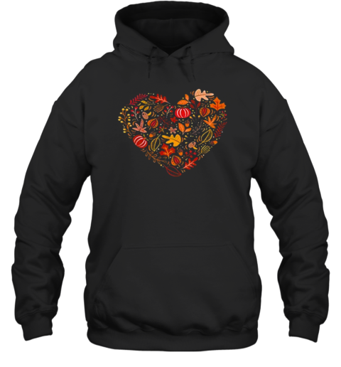 Fall Heart Pumpkin Leaves Teacher T-Shirt