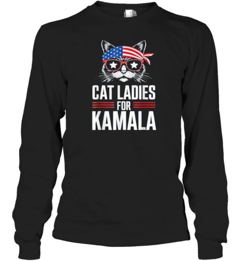 Cat Ladies For Kamala Harris Funny Cat 2024 President T-Shirt