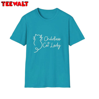 Cute Childless Cat Lady Shirt, J D Vance Style Unisex Hoodie Long Sleeve