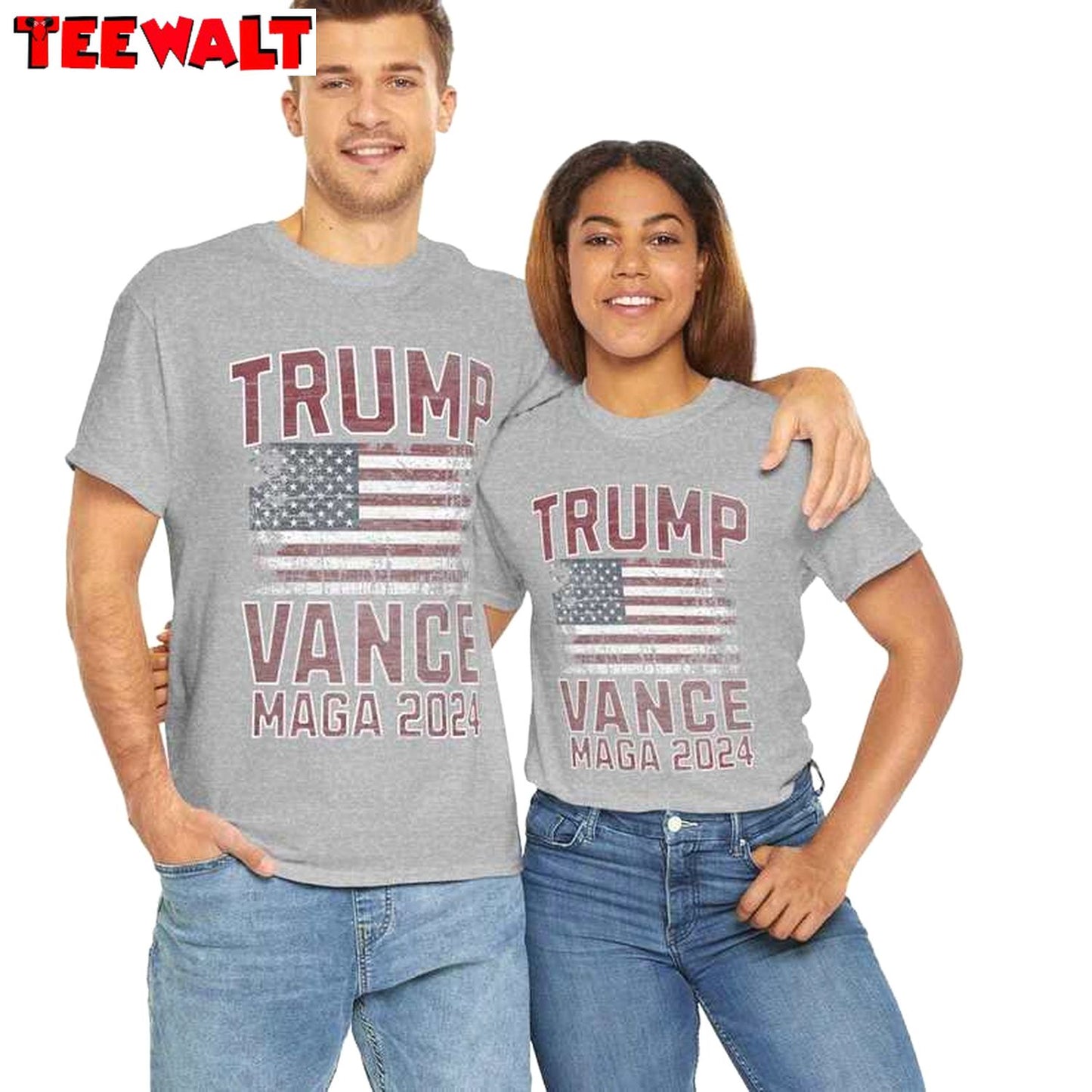 Cool Design Trump Vance Shirt, American Flag Trump Train Short Sleeve Crewneck