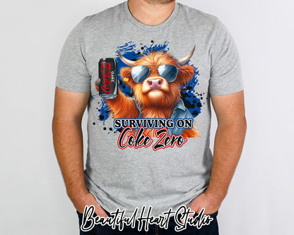 Surviving On Diet Dr Pepper Highland Cow Soda Pop Design