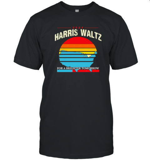 Harris Walz 2024 For A Brighter Tomorrow Sunset US State Map T-Shirt