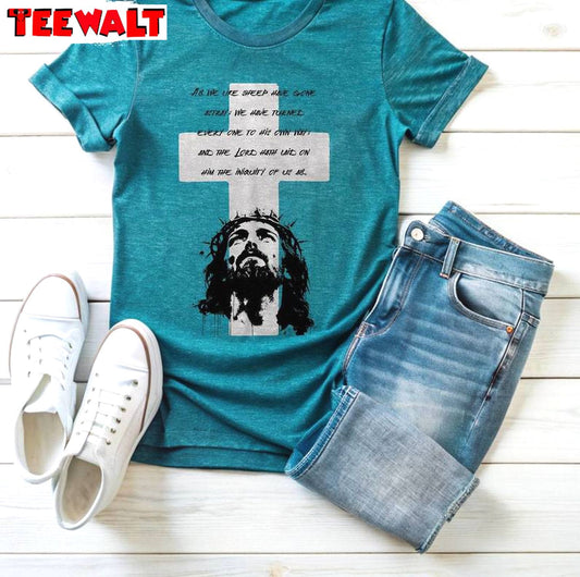 Jesus Christ Cross Cool Design Shirt , Trendy Isaiah 53 Long Sleeve Tee Tops