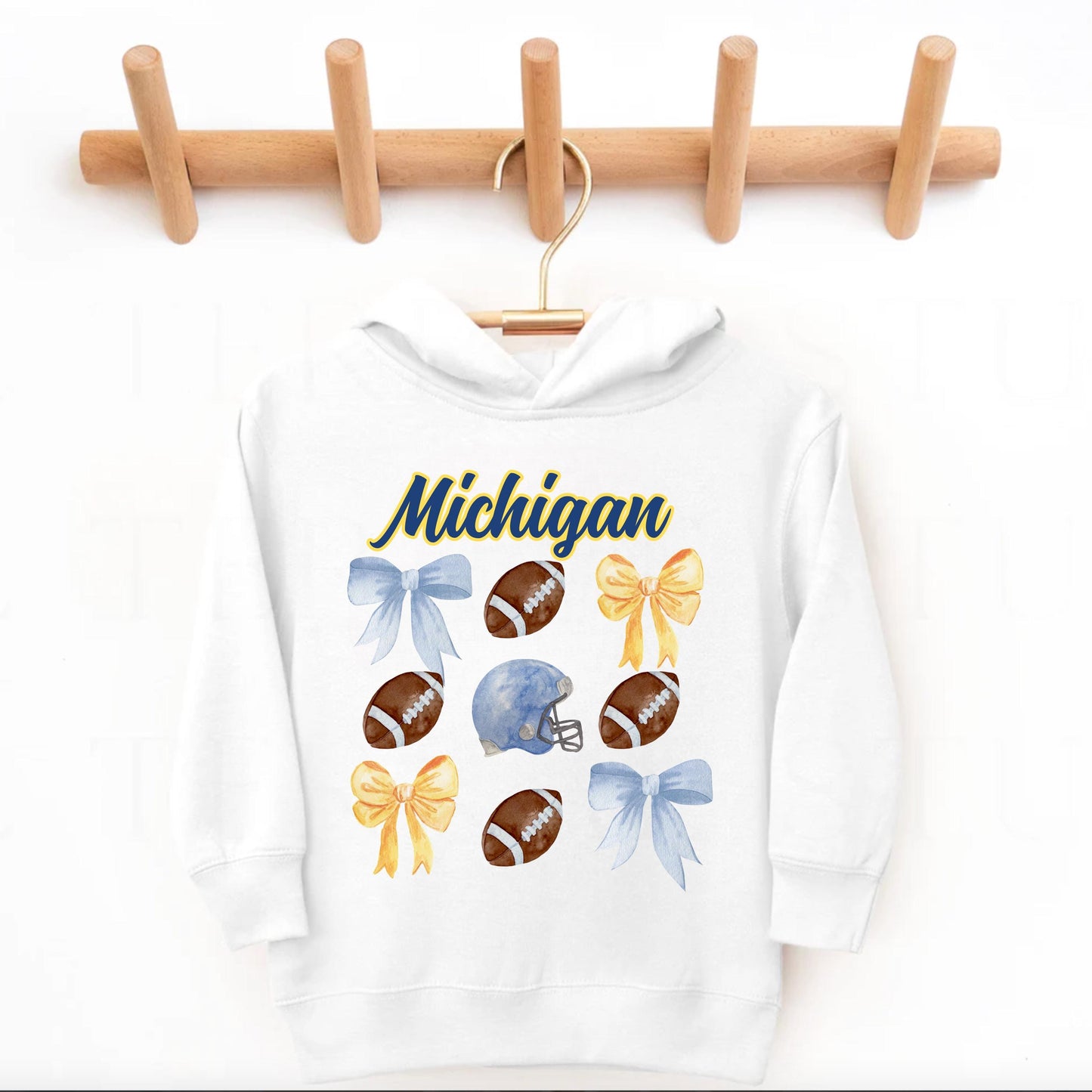 Toddler Michigan Sweatshirt With Coquette Bow For Game Day Fun