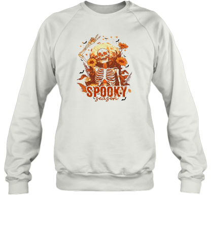 Dancing Skeleton Pumpkin Funny Fall Halloween Party Spooky Season Skeleton T-Shirt