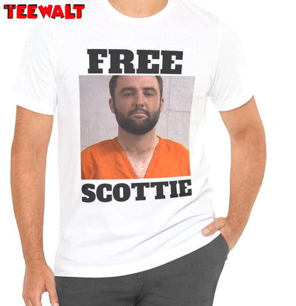 New Rare Free Scottie Shirt, Funny Scottie Mugshot Crewneck Long Sleeve