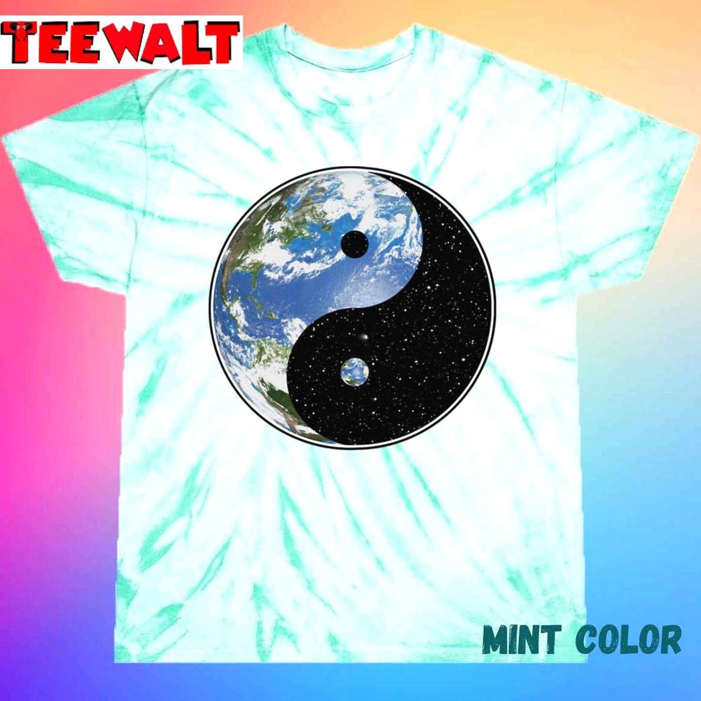 Earth And Space Yin Yang Symbol Unisex Tie Dye Tee