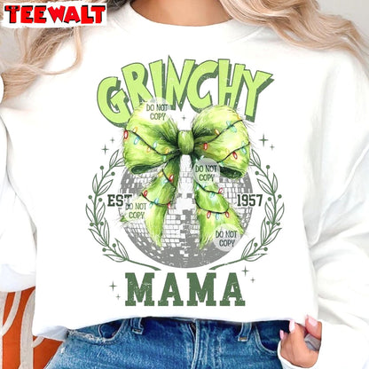 Retro Grinch Mama Christmas Sweatshirt, Trendy Holiday Shirt, For Family,