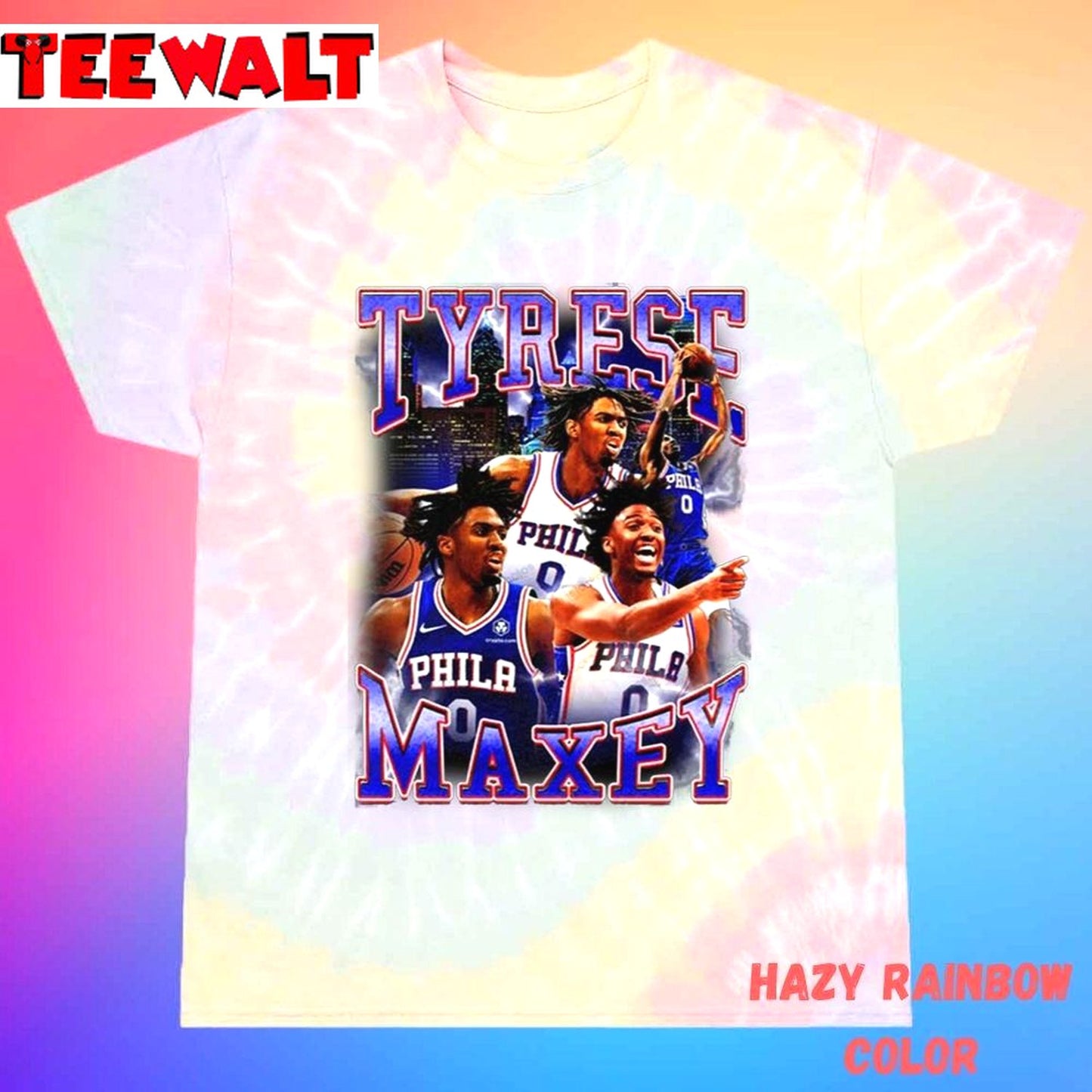 Tyrese Maxey Philadelphia 76ers 90s Style Vintage Bootleg Unisex Tie Dye Tee