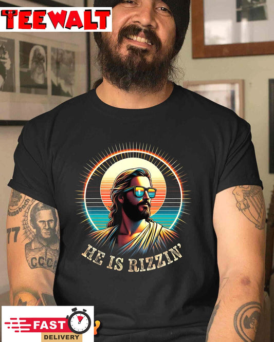 Vintage Jesus is Rizzen Easter Christian He Is Rizzin T-Shirt