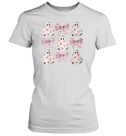 Halloween Coquette Pink Bow Ghost T-Shirt