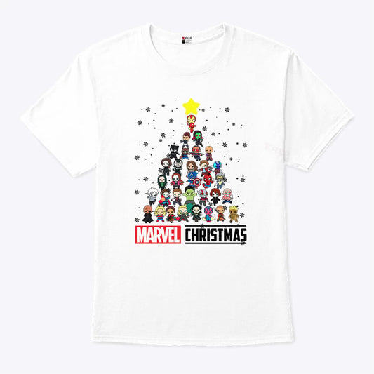 Marvel Studios Avengers Characters Chibi Tree Christmas T Shirt