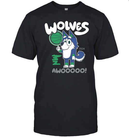 Aj Mansour Wolves Awooo Bluey Tee