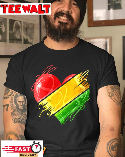 Heart In Pan African Colors Celebrate Afro American Heritage T-Shirt