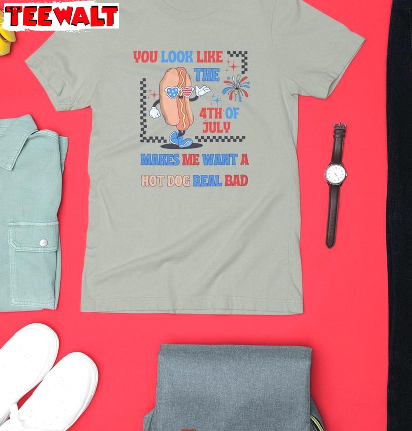 4th Of July Hot Dog Unisex T Shirt , New Rare You Look Like The 4th Of July Shirt Crewneck