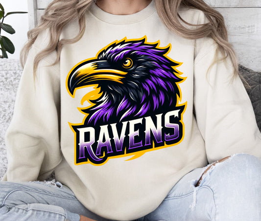 Ravens Retro Mascot Football T-Shirt Design For Game Day