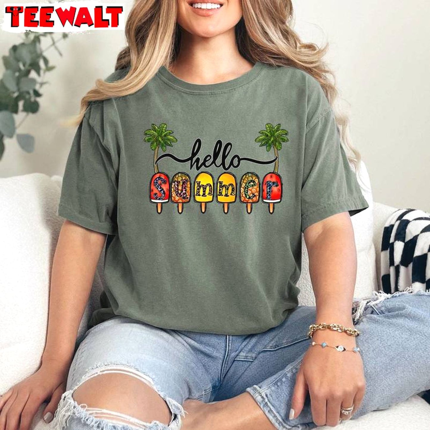 Comfort Hello Summer Shirt, Boho Summer Inspirational Unisex Hoodie