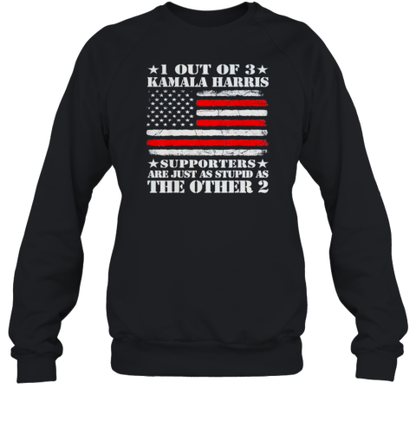 1 Out Of 3 Kamala Harris Supporters Are Just As Stupid As The Other 2 Flag America T-Shirt