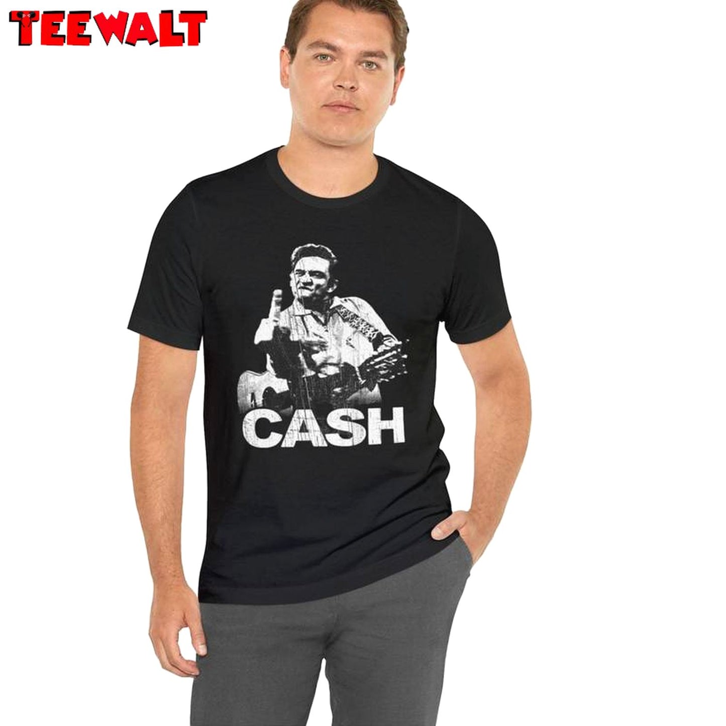 Neutral 1980s Rock Unisex Hoodie, Trendy Johnny Cash Shirt Tank Top