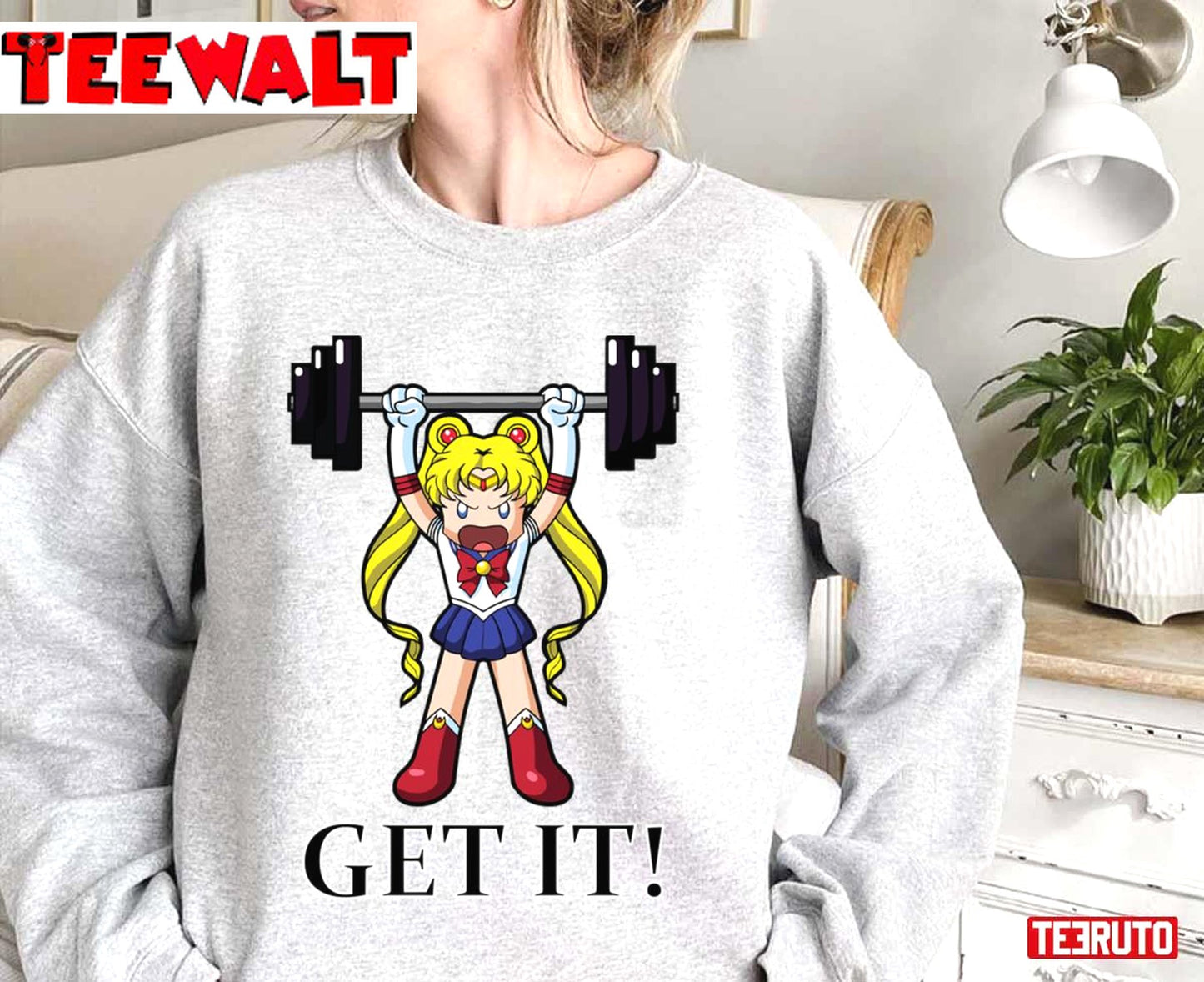 Get It Relaxed Fit Sailor Moon Anime Gym Fitness Unisex Sweatshirt