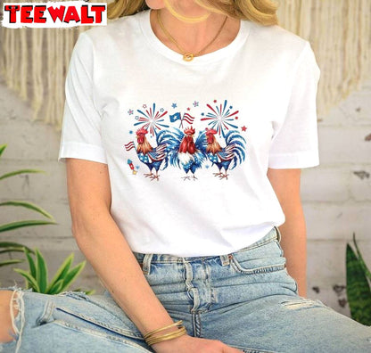 Must Have Chicken 4th Of July Shirt, Patriotic Chicken Usa Flag T Shirt Long Sleeve