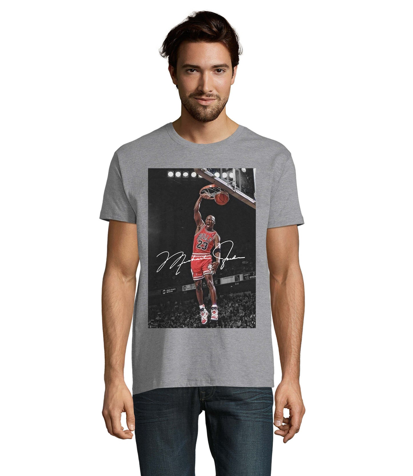 Michael Jordan Dunking Signed Logo Unisex Cotton T-Shirt