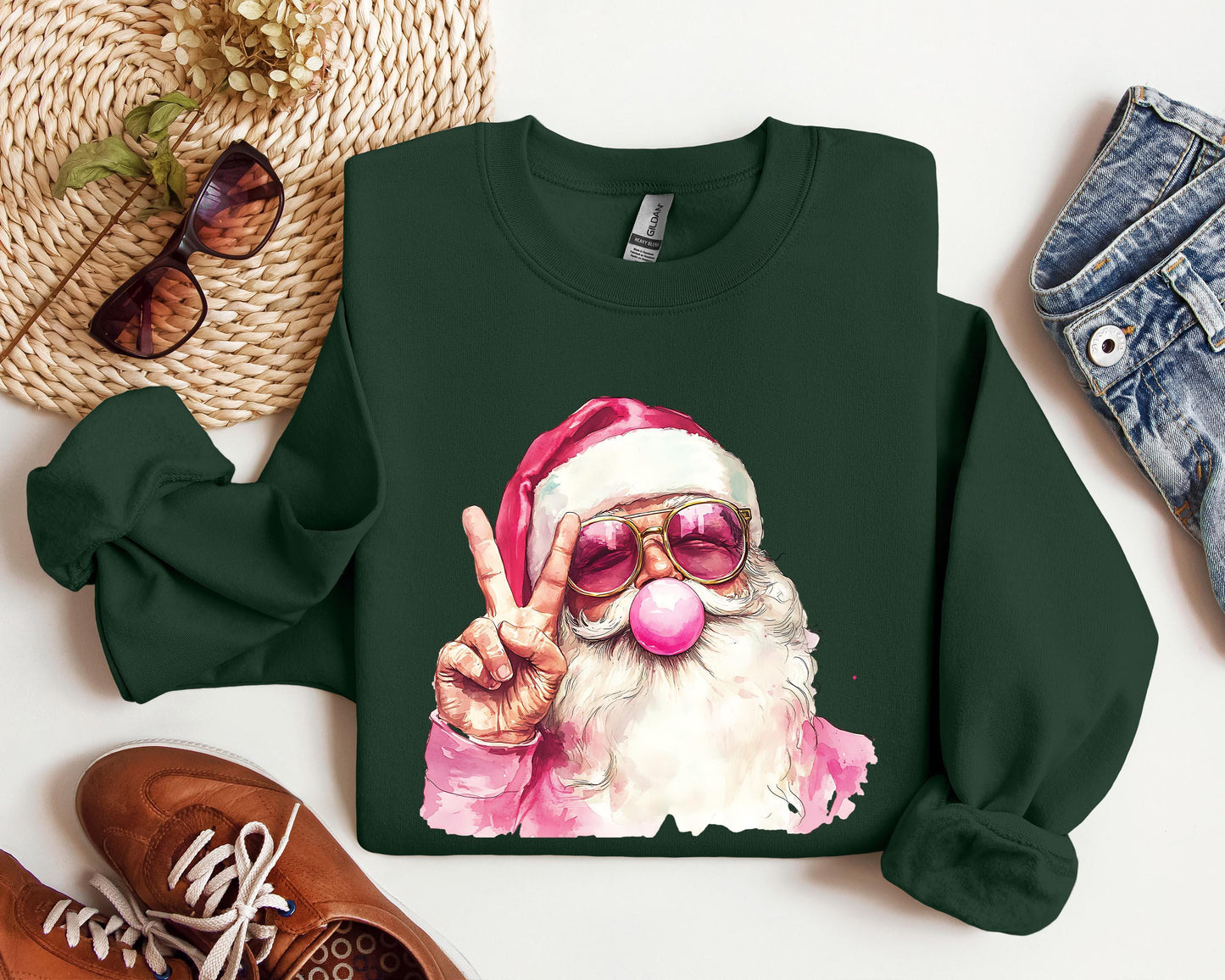 Santa Christmas Lights Sweatshirt Fun Tee Design