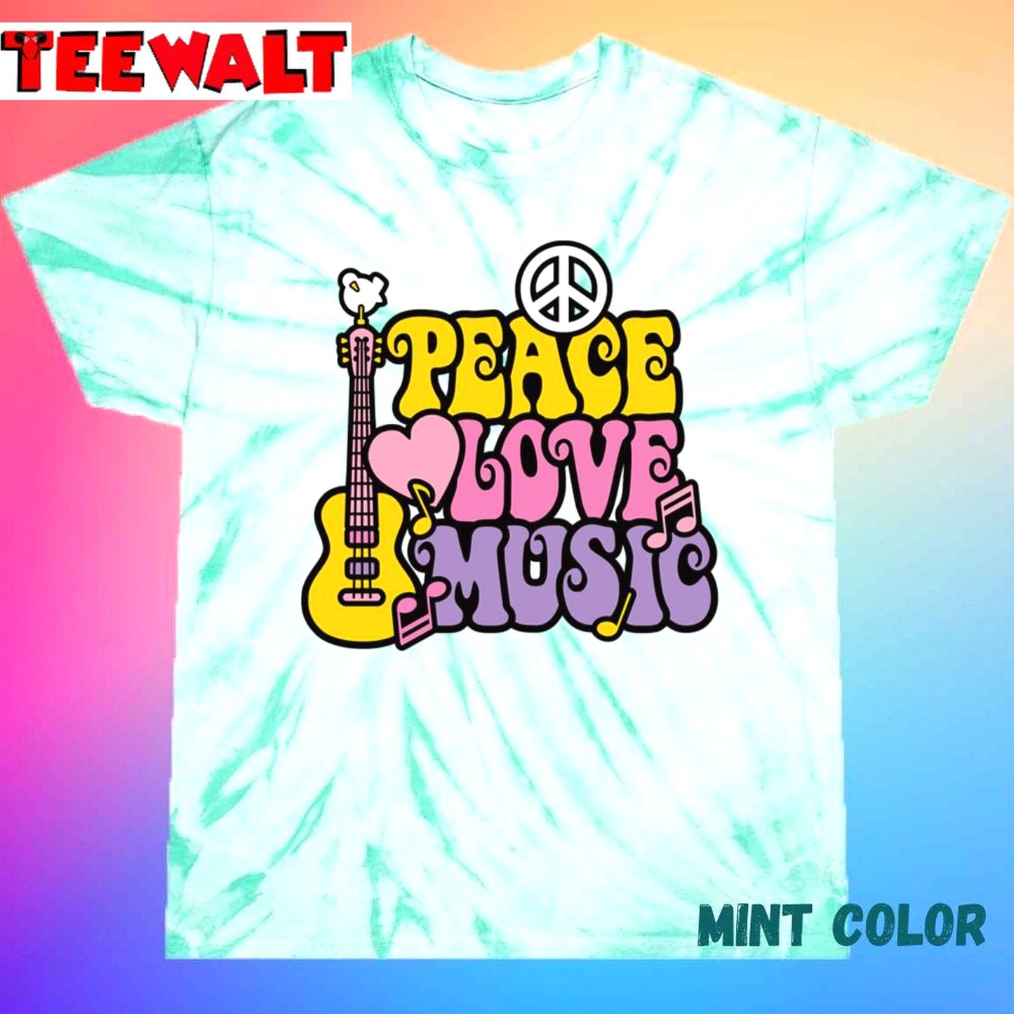 Peace Love Music Unisex Tie Dye Tee