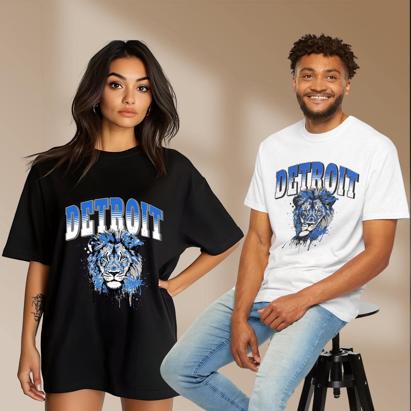 Detroit Football Comfort Colors T-Shirt For Lions Fans