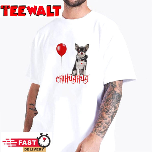 Chihuahua Dog Halloween, Chihuhua-IT-Pennywise Face T-Shirt