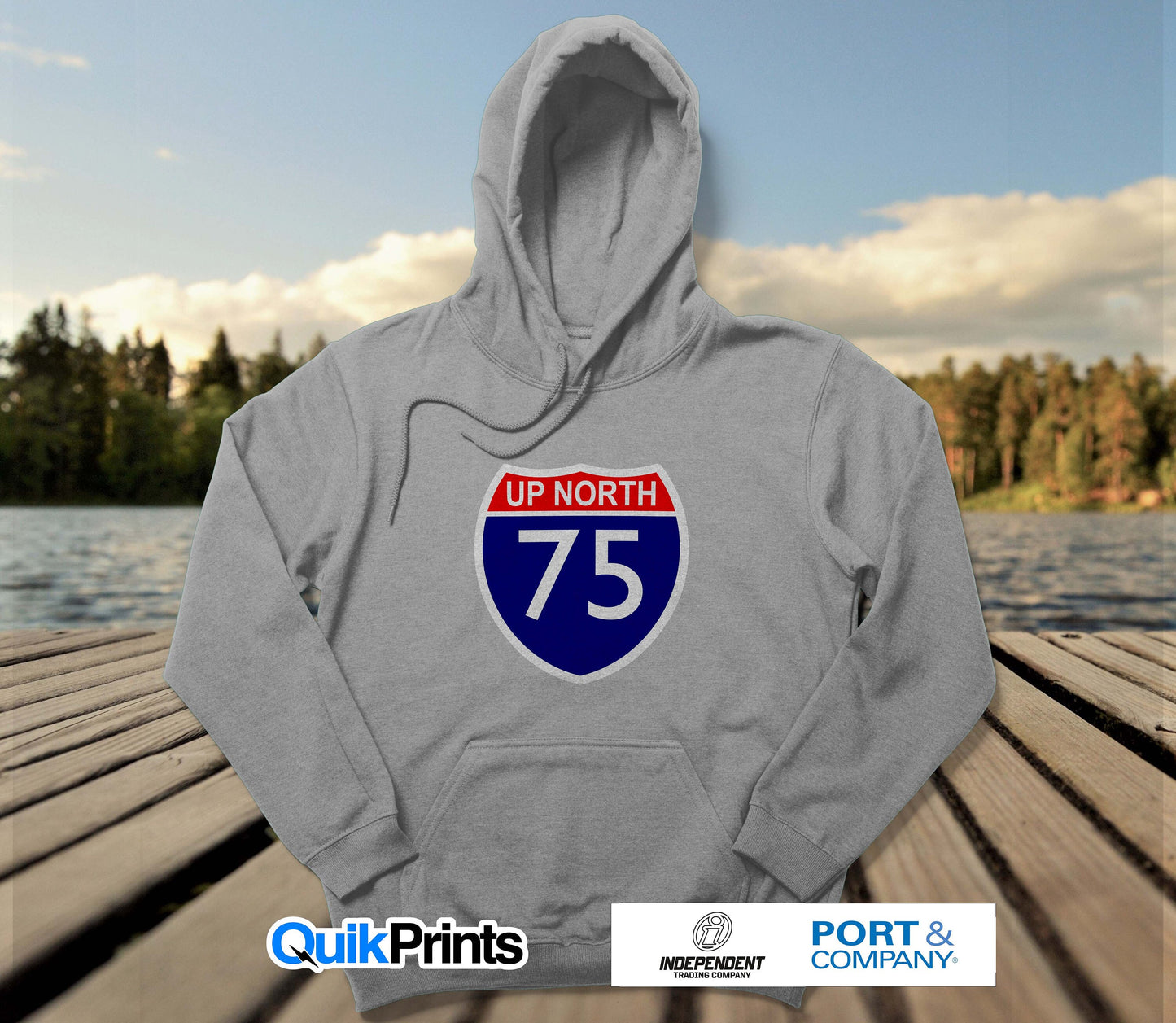 Up North 75 Road Sign Pullover Hoodie