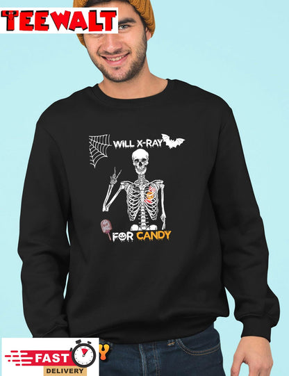 Will X-Ray For Candy Cute Halloween Skeleton Candy Radiology T-Shirt