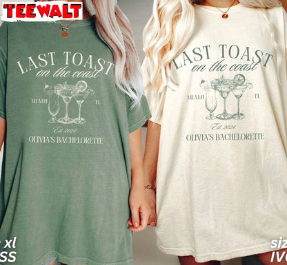 Last Toast On The Coast Vintage Shirt, Beach Bachelorette Party Short Sleeve Crewneck