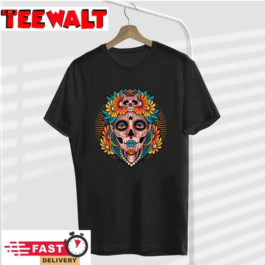 Catrina Sugar Skull Dia De Los Muertos T-Shirt