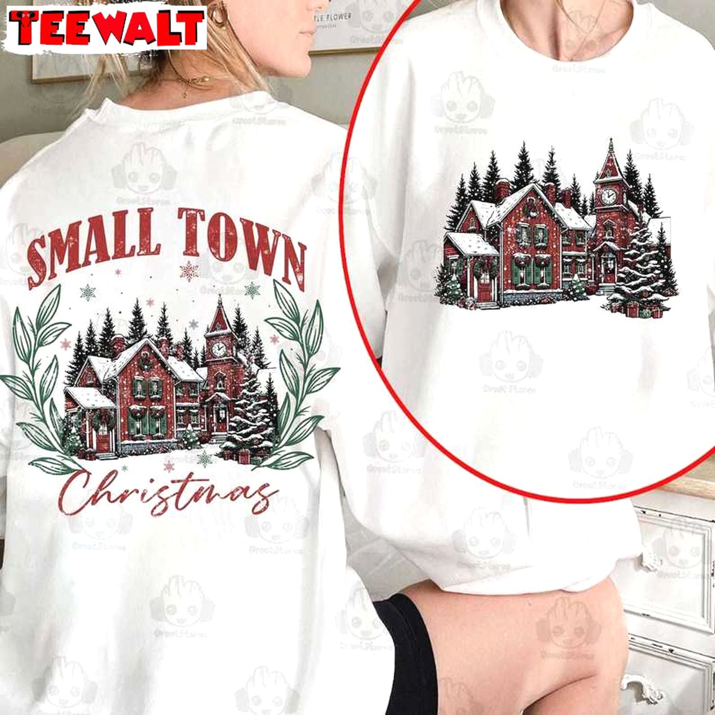 Vintage Retro Small Town Christmas Crewneck Sweatshirt