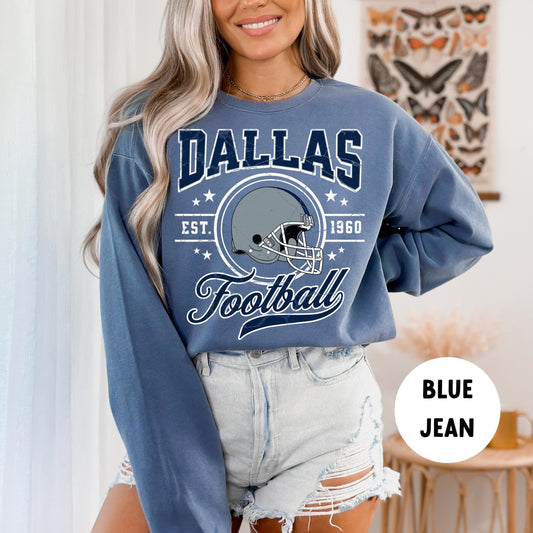 Comfort Colors Dallas Football Sweatshirt - Vintage Cowboys Fan Shirt