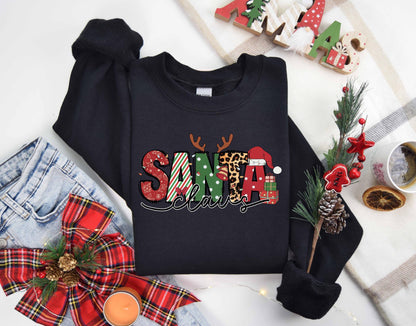 Retro Santa Sweatshirt Classic Xmas Sweater Women