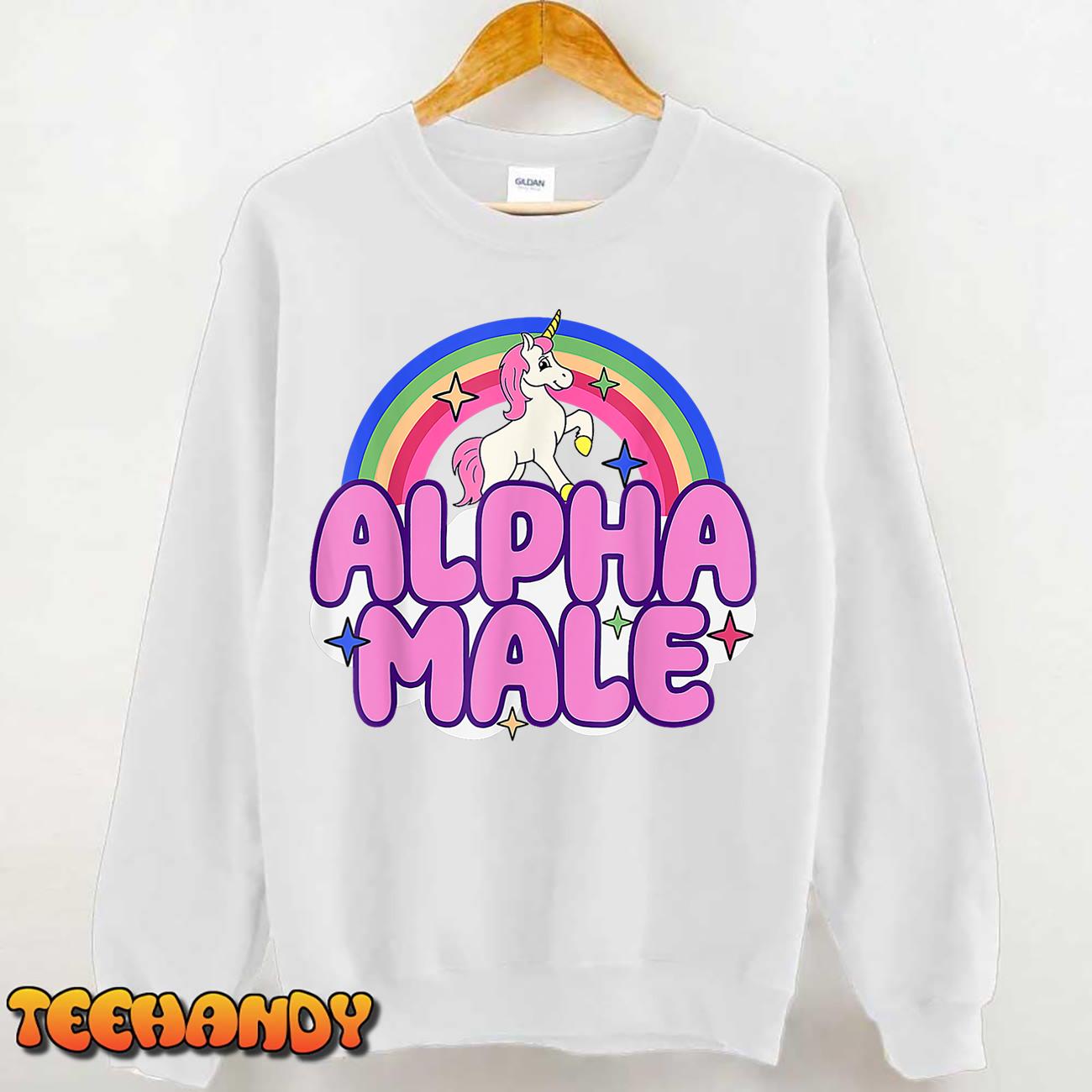 Alpha Male Unicorn Funny Sarcastic Ironic Weird Y2K Humor T-Shirt