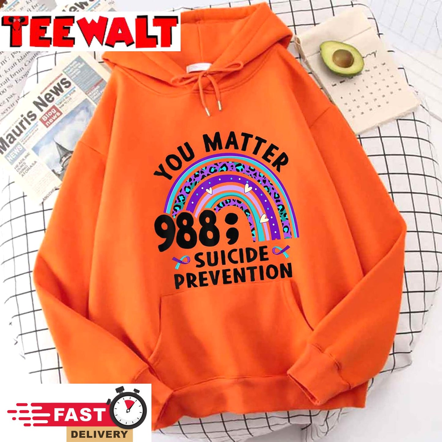 Rainbow You Matter 988 Suicide Prevention Awareness Ribbon T-Shirt