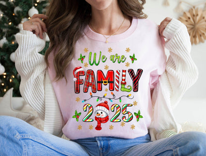 We Are Family 2025 Christmas Shirt, Snowman & Santa Hat