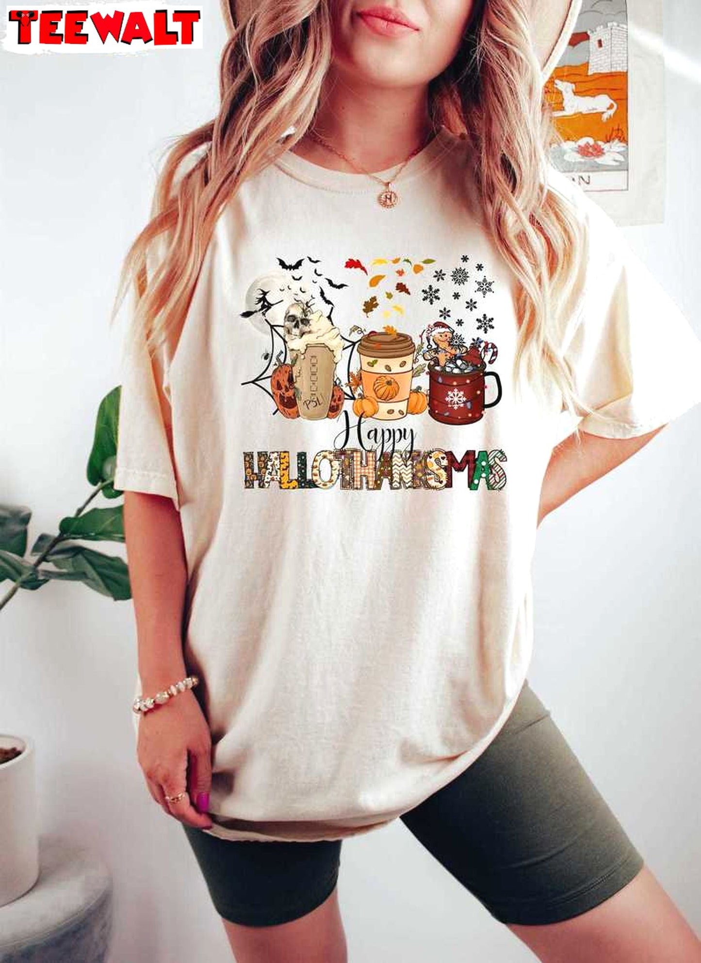 Happy Hallothanksmas Sweatshirt, Halloween Coffee Shirt