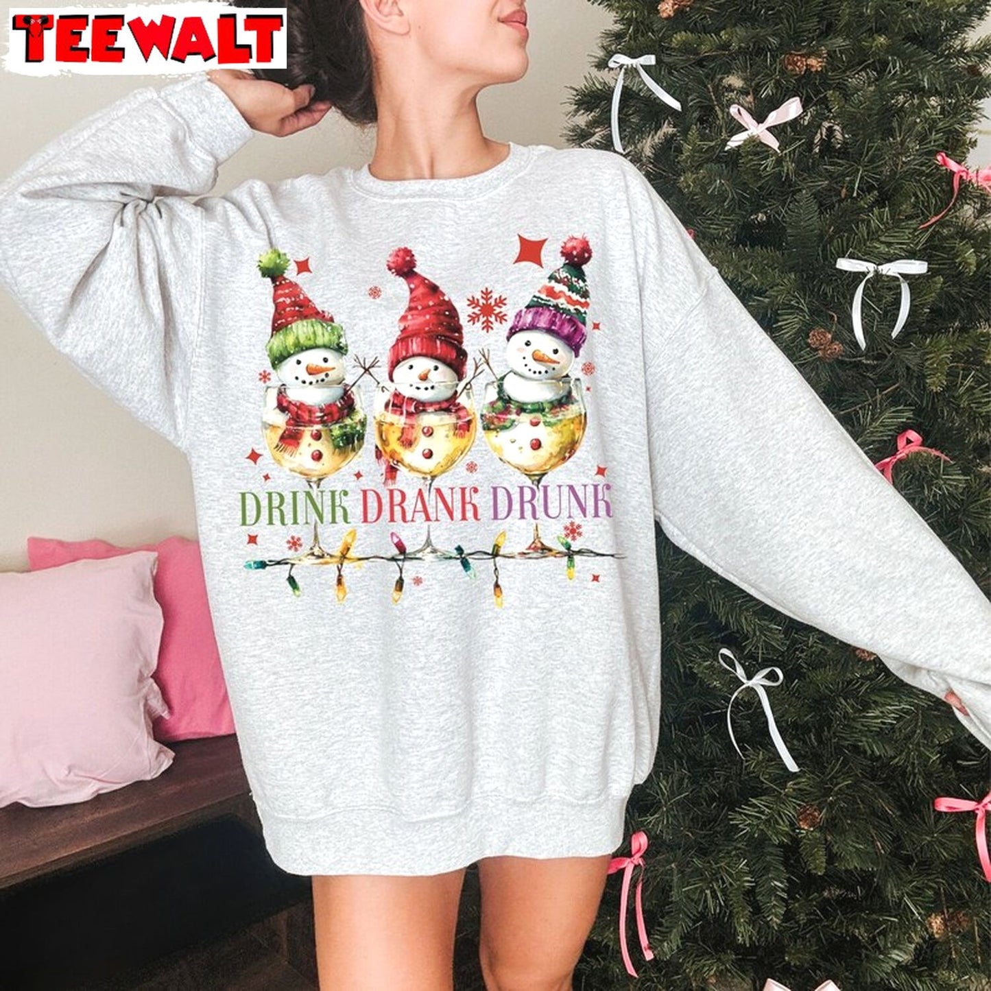 Drink Drank Drunk Sweatshirt, Funny Christmas Shirt, For Family