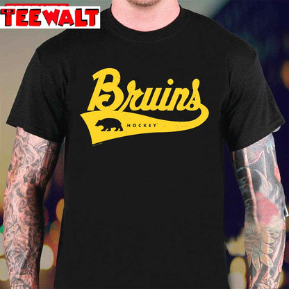 Bruins Hockey Script Yellow Unisex T-Shirt