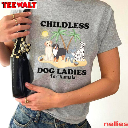 Coconut Childless Dog Ladies For Kamala Shirt, Election Short Sleeve Crewneck