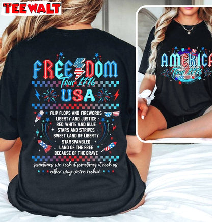 Comfort America Tour Shirt, Cool Design 4th Of July Unisex Hoodie Short Sleeve