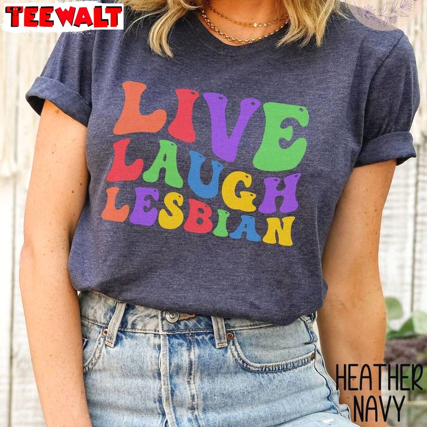 Live Laugh Lesbian Trendy Shirt, Fantastic Lgbtq Support Groovy Sweater